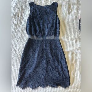 Navy Lace Sheer Dress